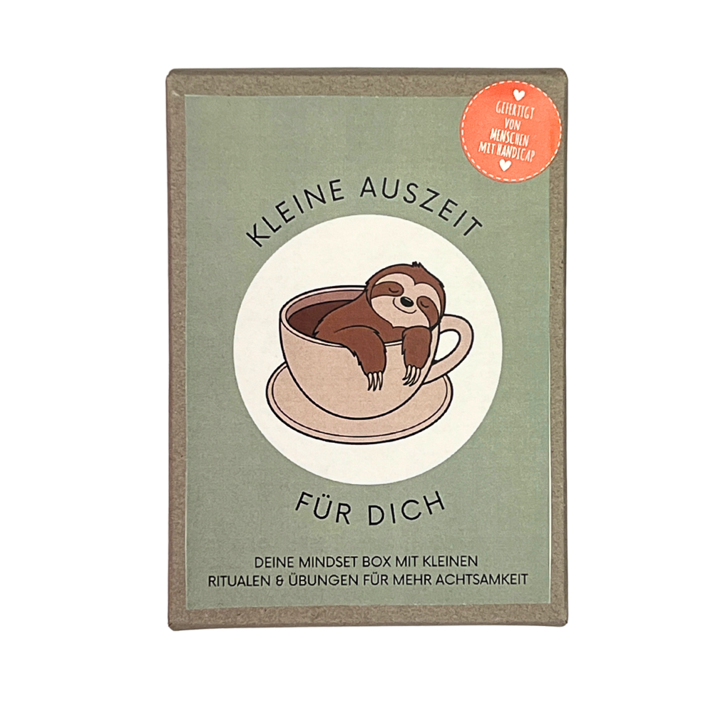 Mindset Box kleine Auszeit für dich mit Faultier Motiv