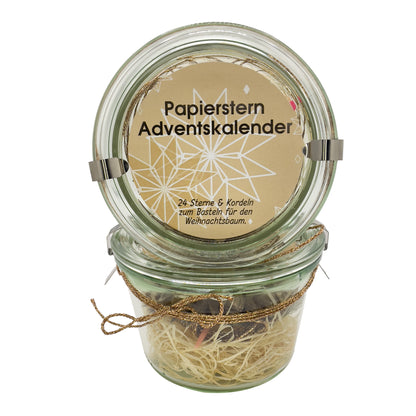Papierstern Adventskalender im Weckglas