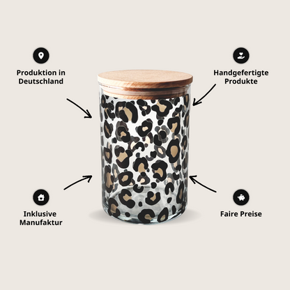 Kaffeedose Leo Print aus Glas
