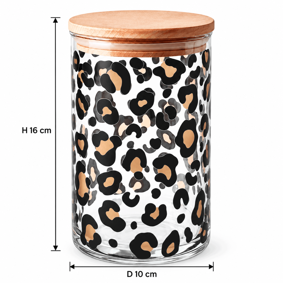 Vorratsglas Leoprint: Durchmesser 10 cm, Höhe 16 cm