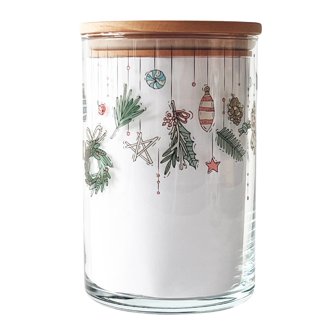 Glasdose für Kekse! Edles Glas mit Weihnachtsgirlande