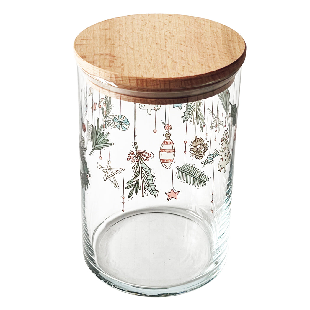 Glasdose für Kekse! Edles Glas mit Weihnachtsgirlande