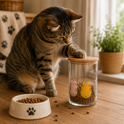 Katzen Leckerchen Dose mit Holzdeckel