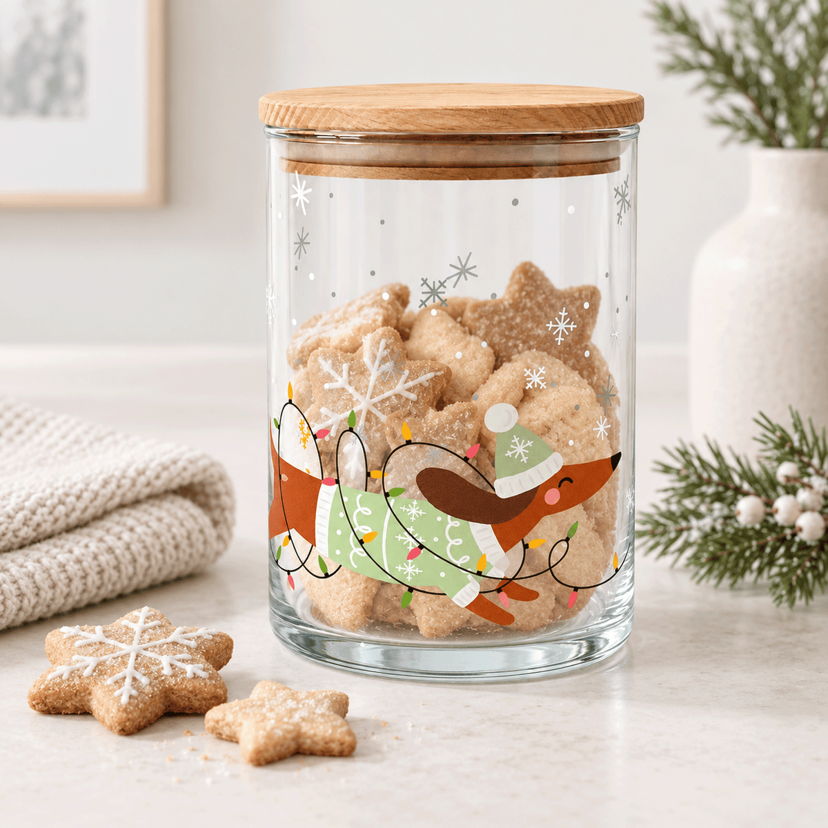 Vorratsglas mit Holzdeckel: Weihnachtlicher Dackelspaß für dein Zuhause