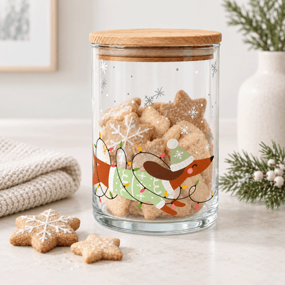 Vorratsglas mit Holzdeckel: Weihnachtlicher Dackelspaß für dein Zuhause