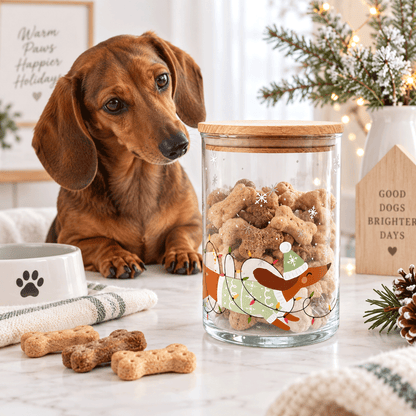 Vorratsglas mit Holzdeckel: Weihnachtlicher Dackelspaß für dein Zuhause