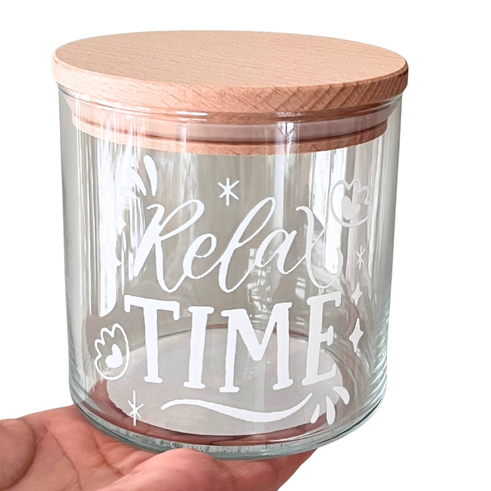 Achtsamkeitsglas Relax Time für Süßigkeiten