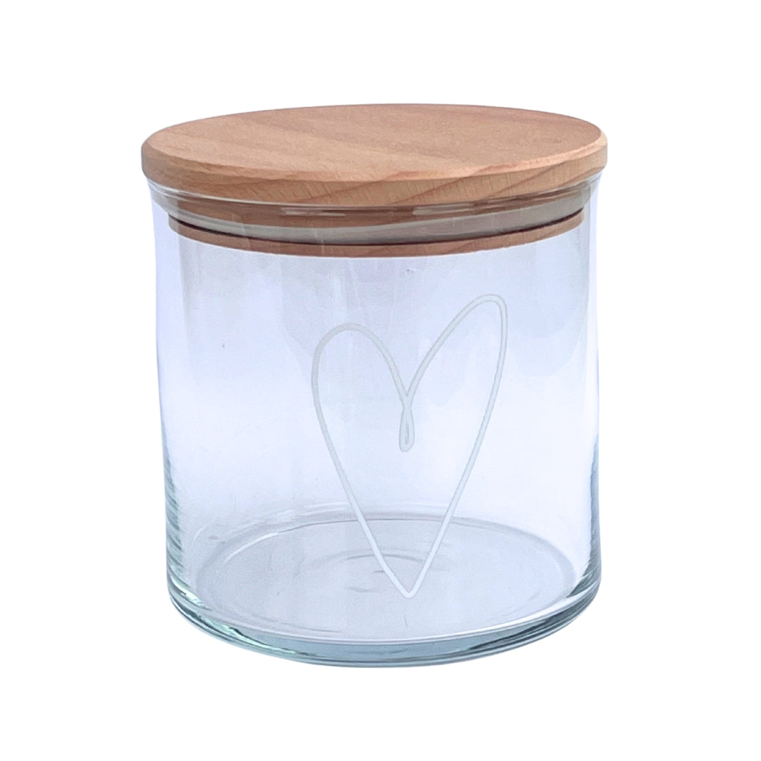 Glasdose Herz mit Holzdeckel