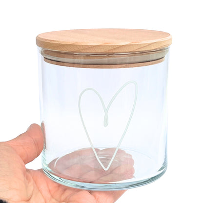 Glasdose Herz mit Druck