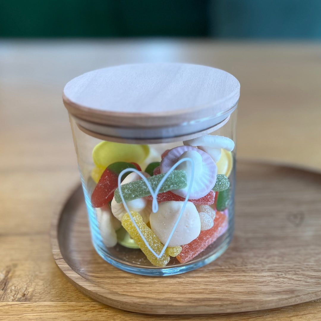 Glasdose mit Holzdeckel