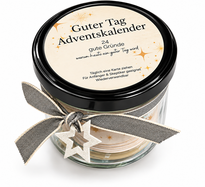 Adventskalender für einen guten Tag im stylischen Glas