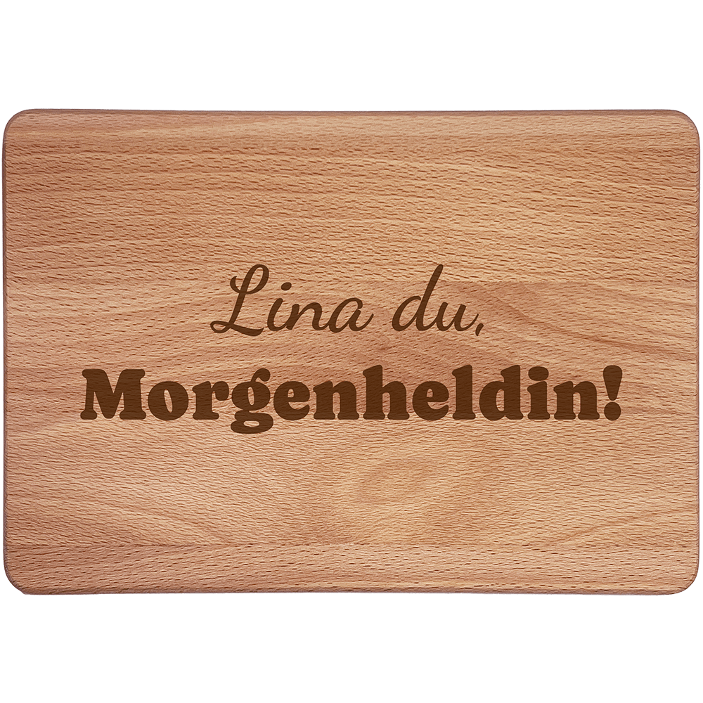 Personalisierte Frühstücksbrettchen: du Morgenheldin