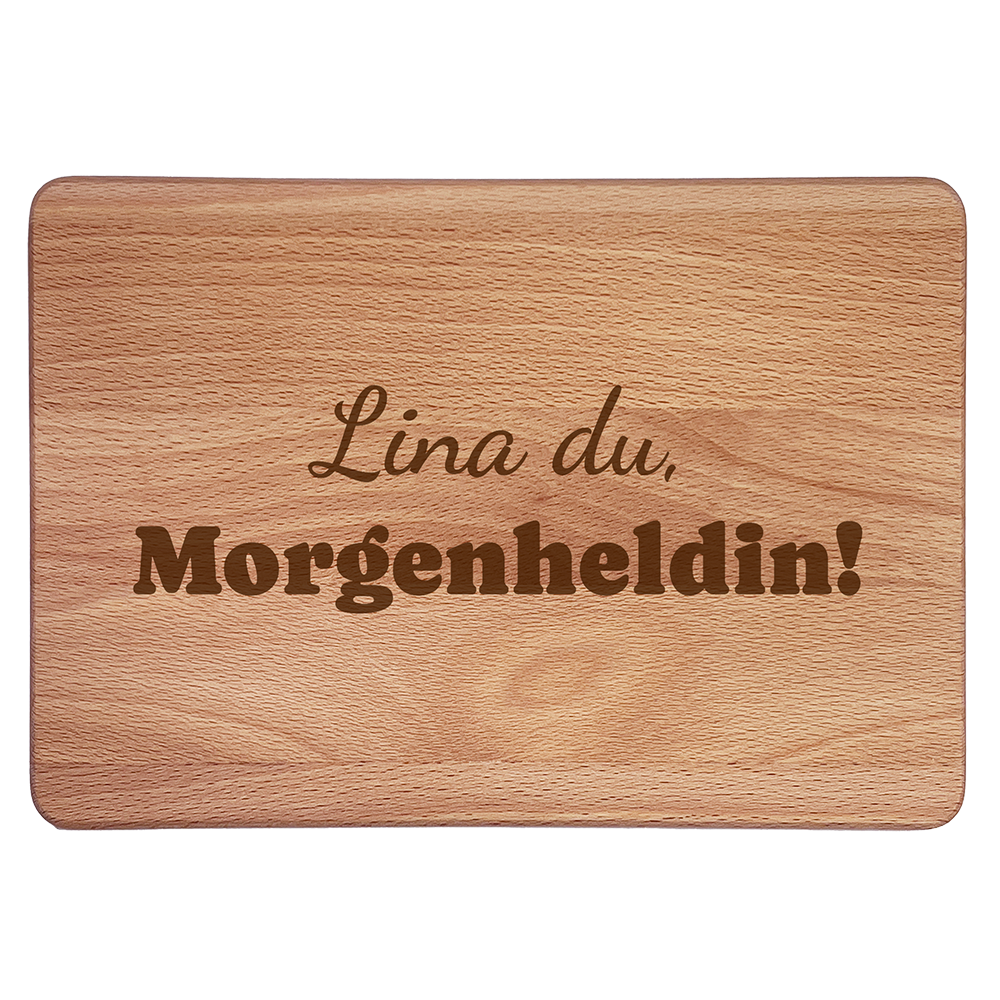 Personalisierte Frühstücksbrettchen: du Morgenheldin