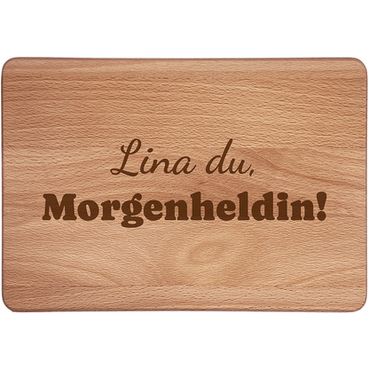 Personalisierte Frühstücksbrettchen: du Morgenheldin