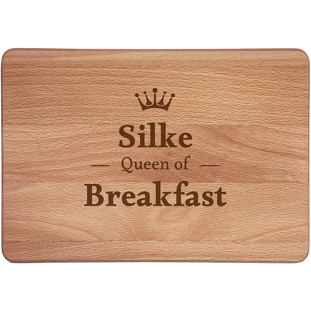 Personalisierte Frühstücksbrettchen:  Queen of Breakfast