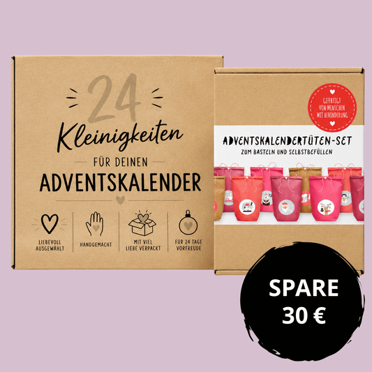 Bastelset Adventskalender mit Inhalten – Komplettset Rot
