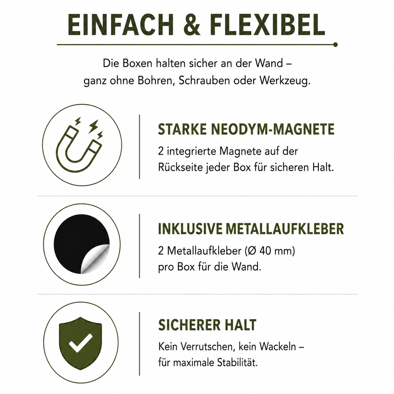 Magnetisches Regalsystem ohne Bohren - Einsteiger Set