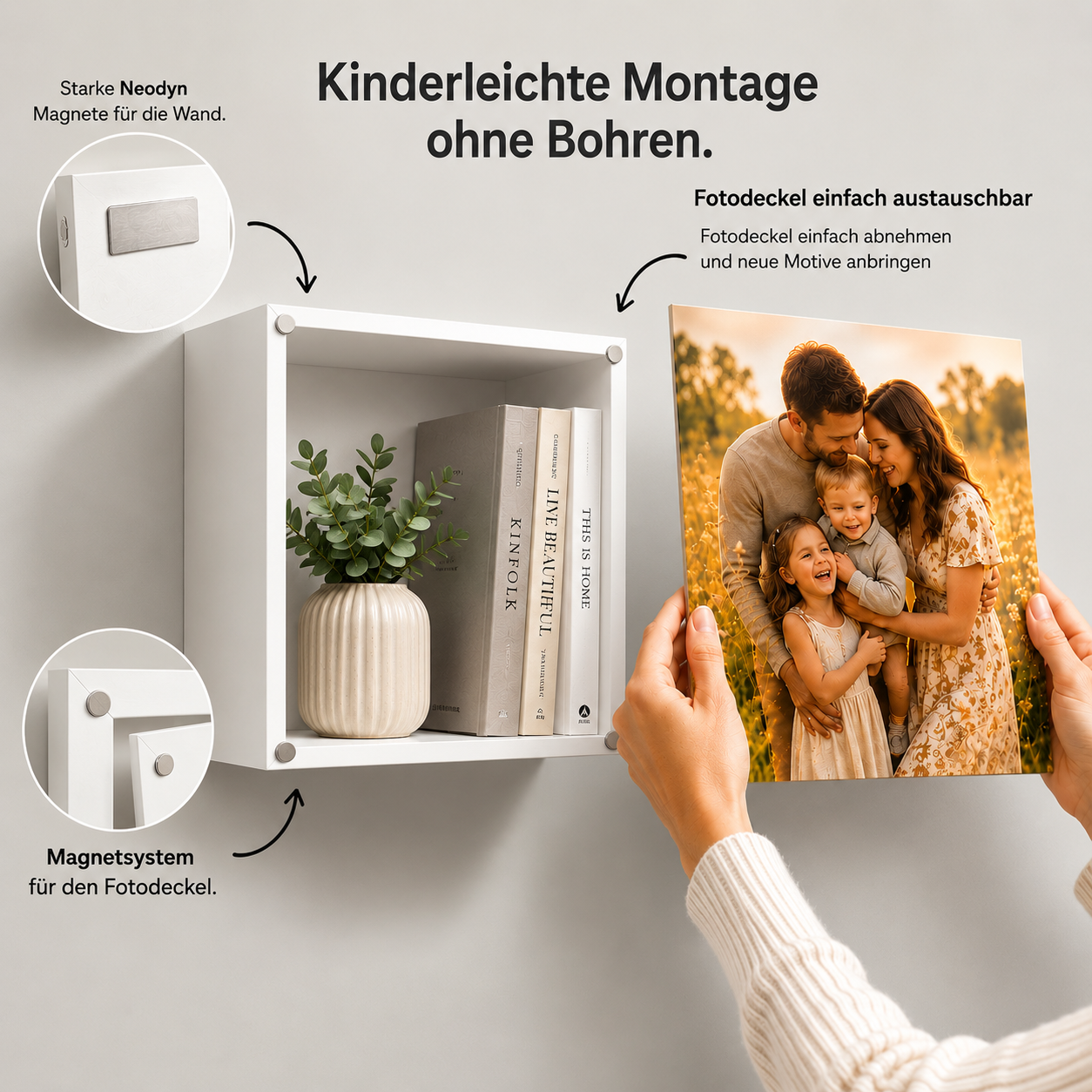 Magnetischer Fotodeckel personalisierbar für Fotowand-Regalsystem