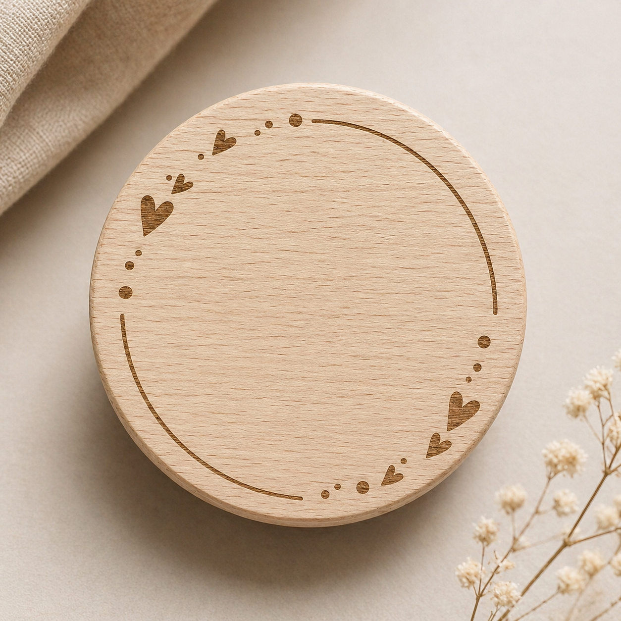 Holzdeckel mit Wunschnamen