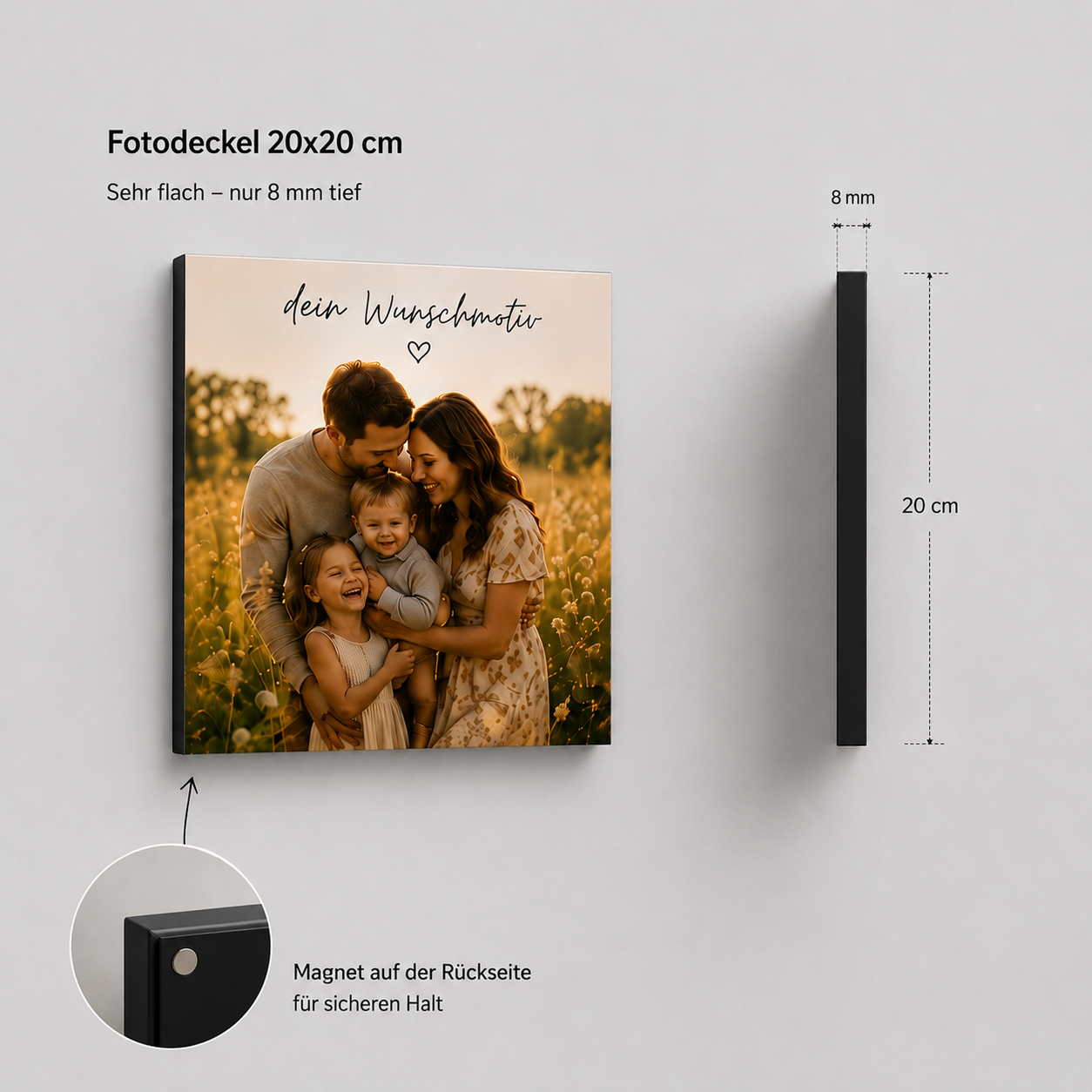 Magnetischer Fotodeckel personalisierbar für Fotowand-Regalsystem