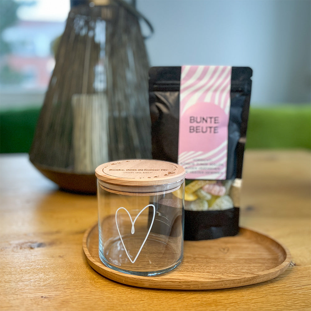 Personalisierbares Glas mit Herz