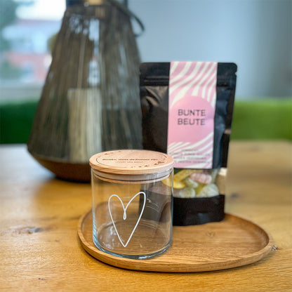 Personalisierbares Glas mit Herz