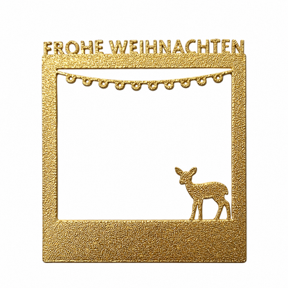Selfie Rahmen Frohe Weihnachten in Gold für lustige Weihnachtsfotos