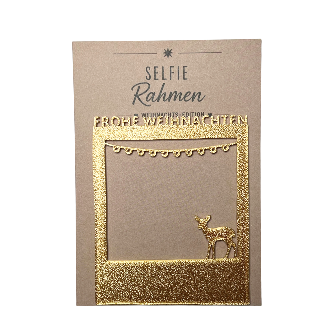 Selfie Rahmen Frohe Weihnachten Gold Verpackung