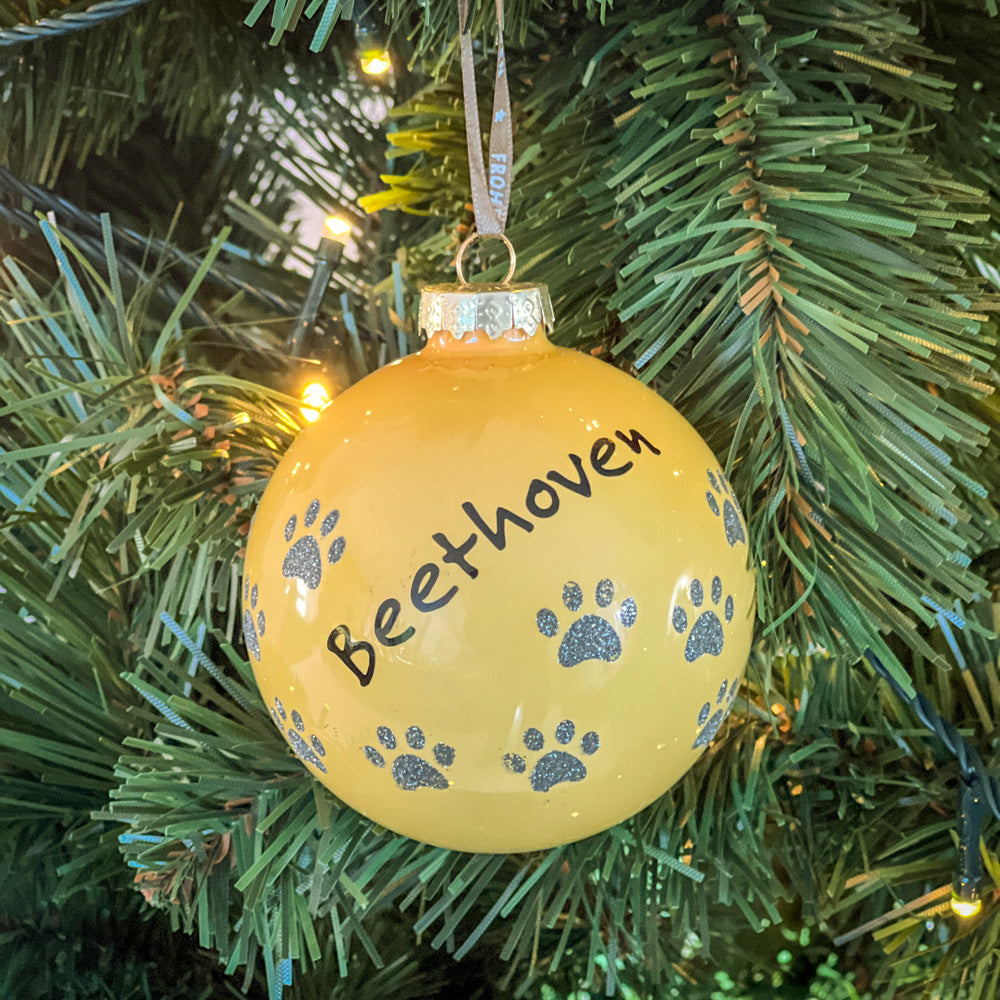 Weihnachtskugel personalisieren mit Hundename