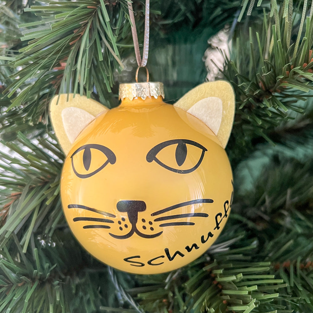 Weihnachtskugel personalisieren mit Katzenname