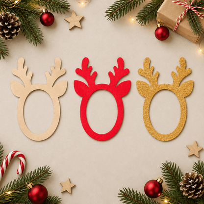 Selfie Rahmen Rentier Rotpink für lustige Weihnachtsfotos