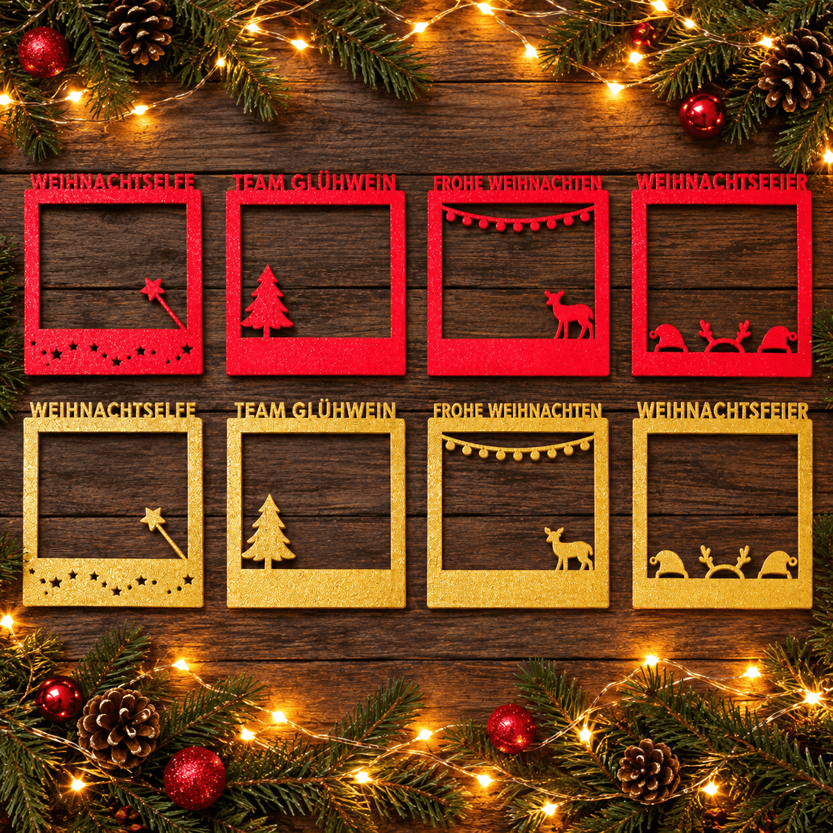 Selfie Rahmen Weihnachtselfe Gold S