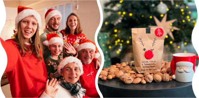 Weihnachtsgeschenke und glückliche Familie